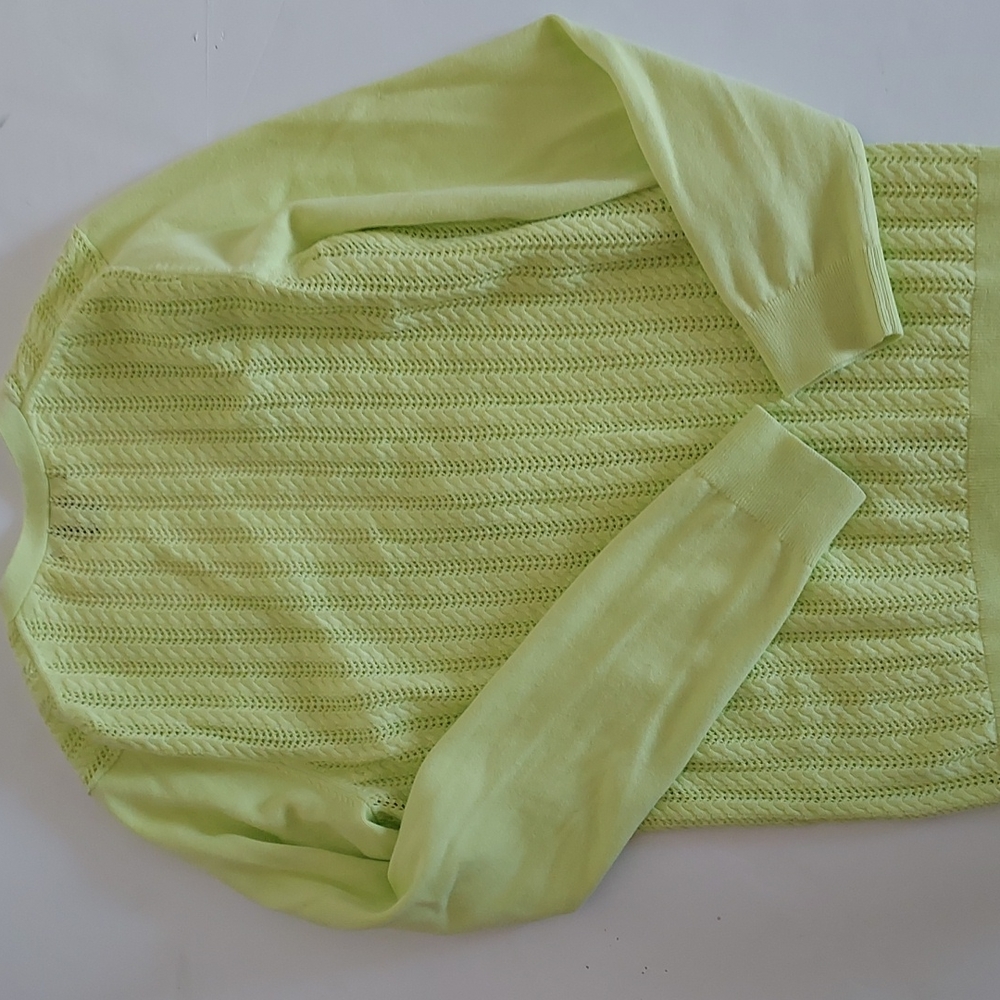 LANDS END Lime Green Ladies Cardigan Sweater Sz Small Size 4-6 - Picture 3 of 3